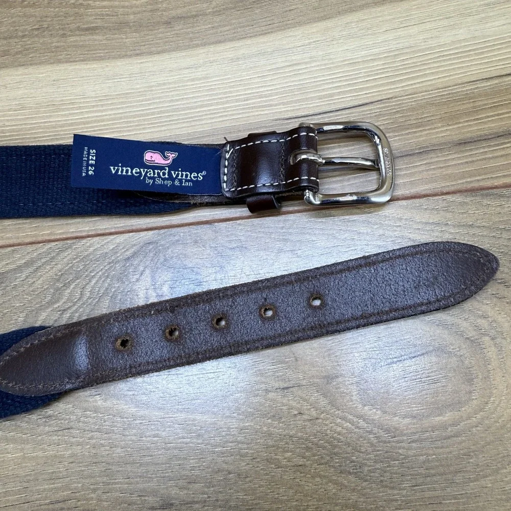 Vineyard Vines Young Mens Boys 26 American Flat Navy Blue Golf Belt
